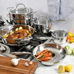 Devon 10-Piece Stainless Steel Cookware Set in Silver by KENMORE ELITE 21 Devon 10-Piece Stainless Steel Cookware Set in Silver by KENMORE ELITE -Cookware Sales Shop silver kenmore elite pot pan sets 126379 10 31 1000