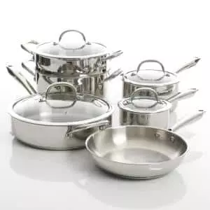 Devon 10-Piece Stainless Steel Cookware Set in Silver by KENMORE ELITE 3 Devon 10-Piece Stainless Steel Cookware Set in Silver by KENMORE ELITE