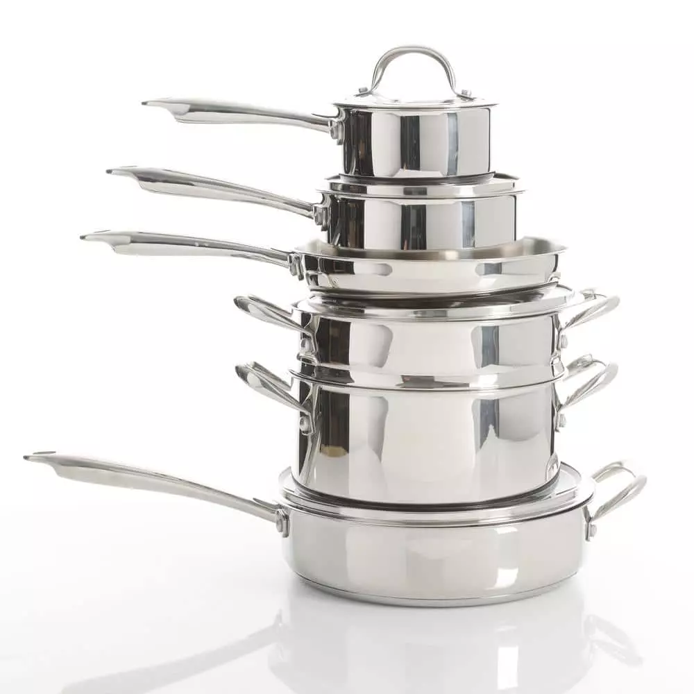 Devon 10-Piece Stainless Steel Cookware Set in Silver by KENMORE ELITE 6 Devon 10-Piece Stainless Steel Cookware Set in Silver by KENMORE ELITE - Image 4