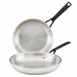 5-Ply Clad Stainless Steel 8.25 and 10 in. Stainless Steel Frying Pan Set Silver by KitchenAid