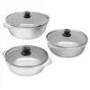 3-Piece Silver Cast Aluminum Stovetop Dutch Oven Set with Lids by Mirro -Cookware Sales Shop silver mirro dutch ovens mir 11260 64 1000
