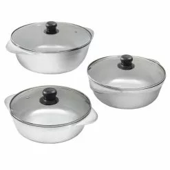 3-Piece Silver Cast Aluminum Stovetop Dutch Oven Set with Lids by Mirro
