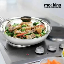 15-Piece Premium Grade Stainless Steel Cookware Set with Lids by Mockins 15 15-Piece Premium Grade Stainless Steel Cookware Set with Lids by Mockins -Cookware Sales Shop silver mockins pot pan sets mk pp 15pc 54 1f 1000
