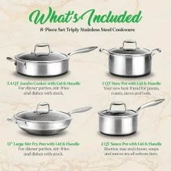 8 pc. Nonstick Stainless Steel Kitchen Cookware Pan Set w/Lids (2 Pack) by NutriChef 7 8 pc. Nonstick Stainless Steel Kitchen Cookware Pan Set w/Lids (2 Pack) by NutriChef -Cookware Sales Shop silver nutrichef pot pan sets 2 x nc3ply8z 4f 1000