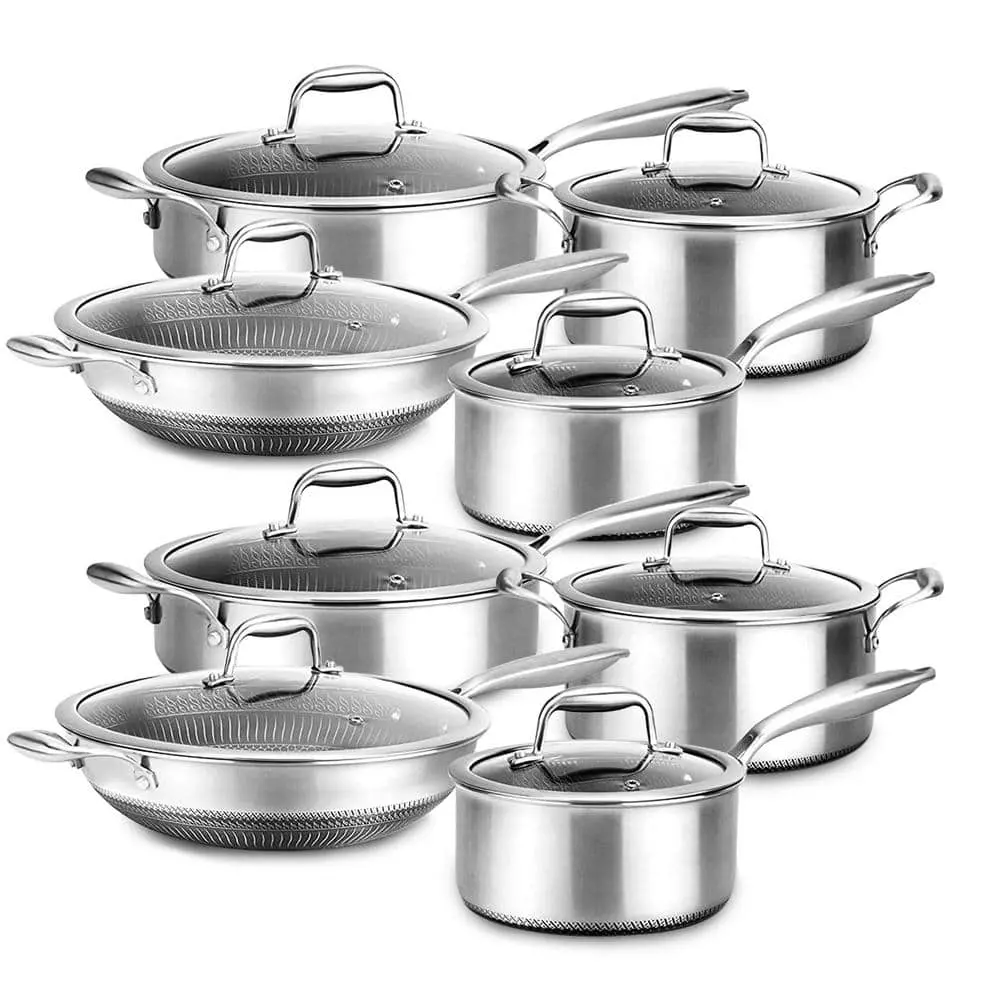 8 pc. Nonstick Stainless Steel Kitchen Cookware Pan Set w/Lids (2 Pack) by NutriChef 3 8 pc. Nonstick Stainless Steel Kitchen Cookware Pan Set w/Lids (2 Pack) by NutriChef