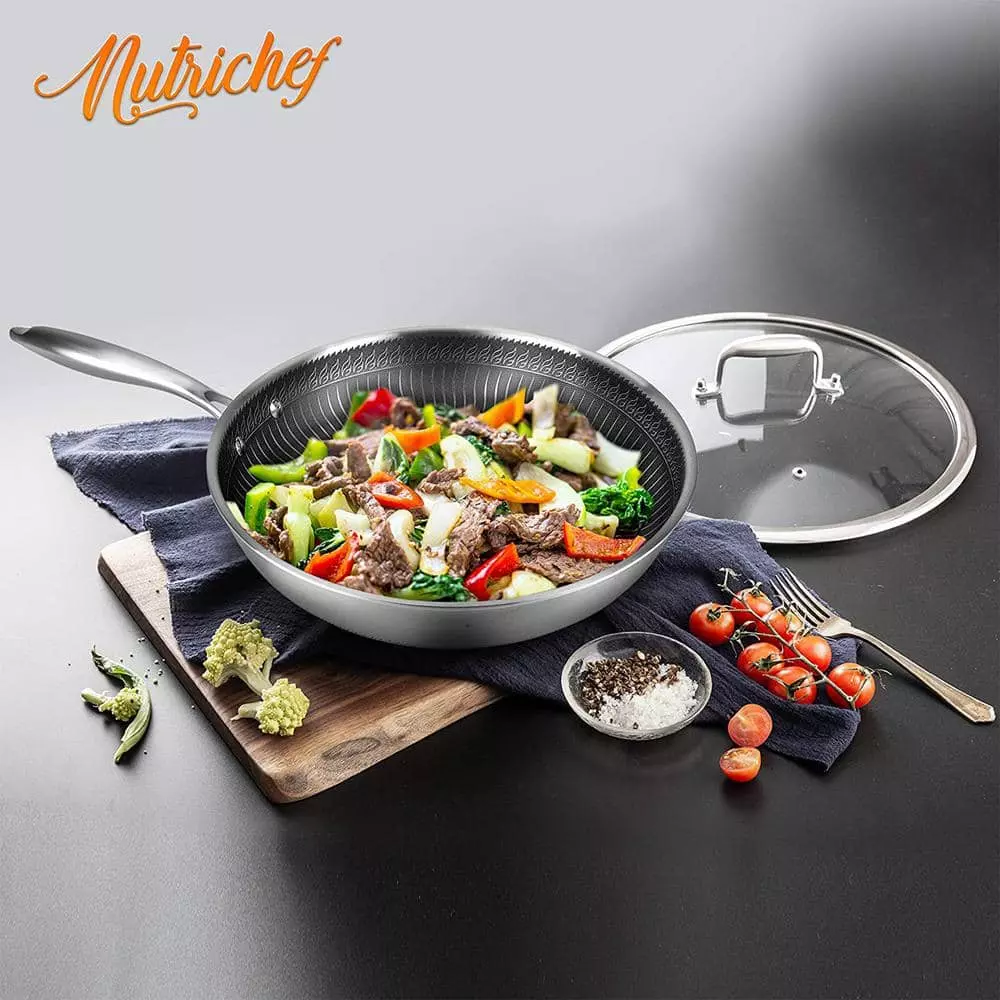 8 in. Nonstick Tri Ply Stainless Steel Pan & 8 Piece Nonstick Pan Set by NutriChef 10 8 in. Nonstick Tri Ply Stainless Steel Pan & 8 Piece Nonstick Pan Set by NutriChef - Image 8