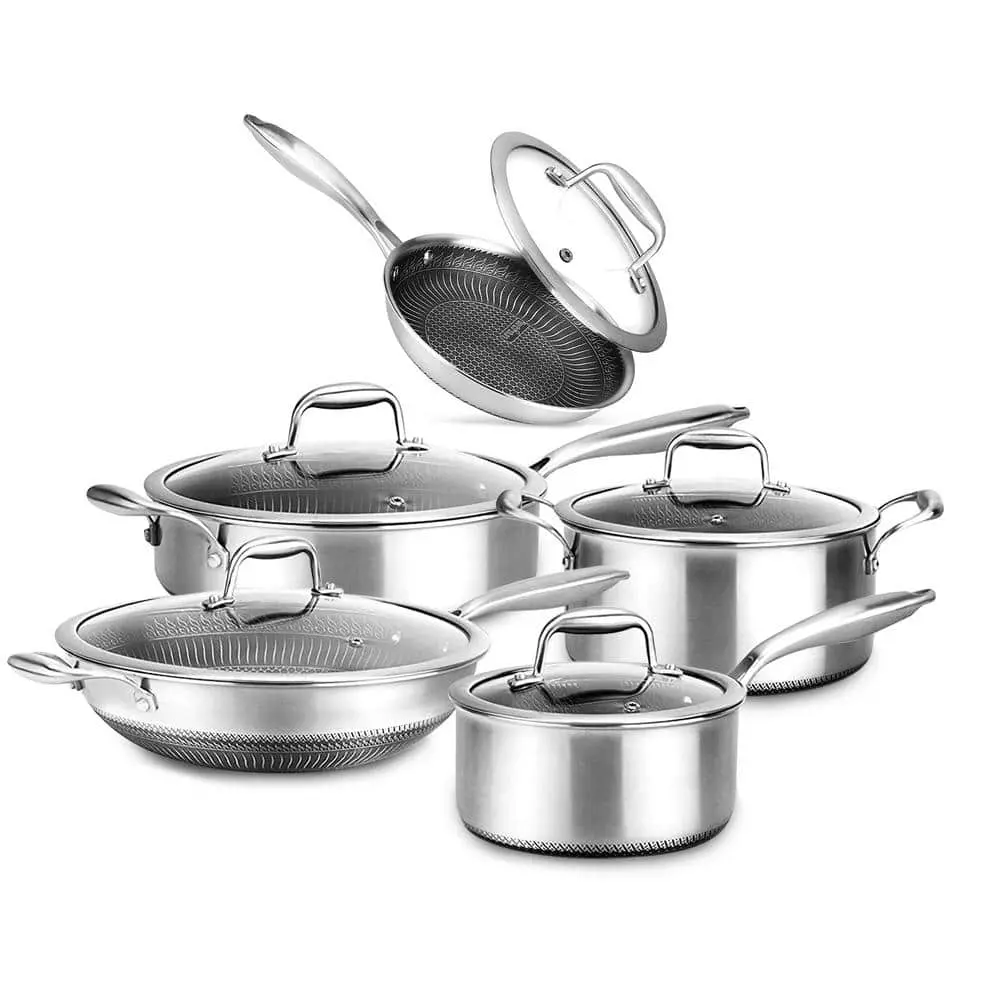 8 in. Nonstick Tri Ply Stainless Steel Pan & 8 Piece Nonstick Pan Set by NutriChef 3 8 in. Nonstick Tri Ply Stainless Steel Pan & 8 Piece Nonstick Pan Set by NutriChef