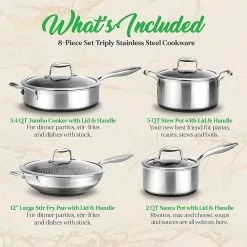 8 in. Nonstick Tri Ply Stainless Steel Pan & 8 Piece Nonstick Pan Set by NutriChef 16 8 in. Nonstick Tri Ply Stainless Steel Pan & 8 Piece Nonstick Pan Set by NutriChef -Cookware Sales Shop silver nutrichef pot pan sets nc3pl8 nc3ply8z 76 1000