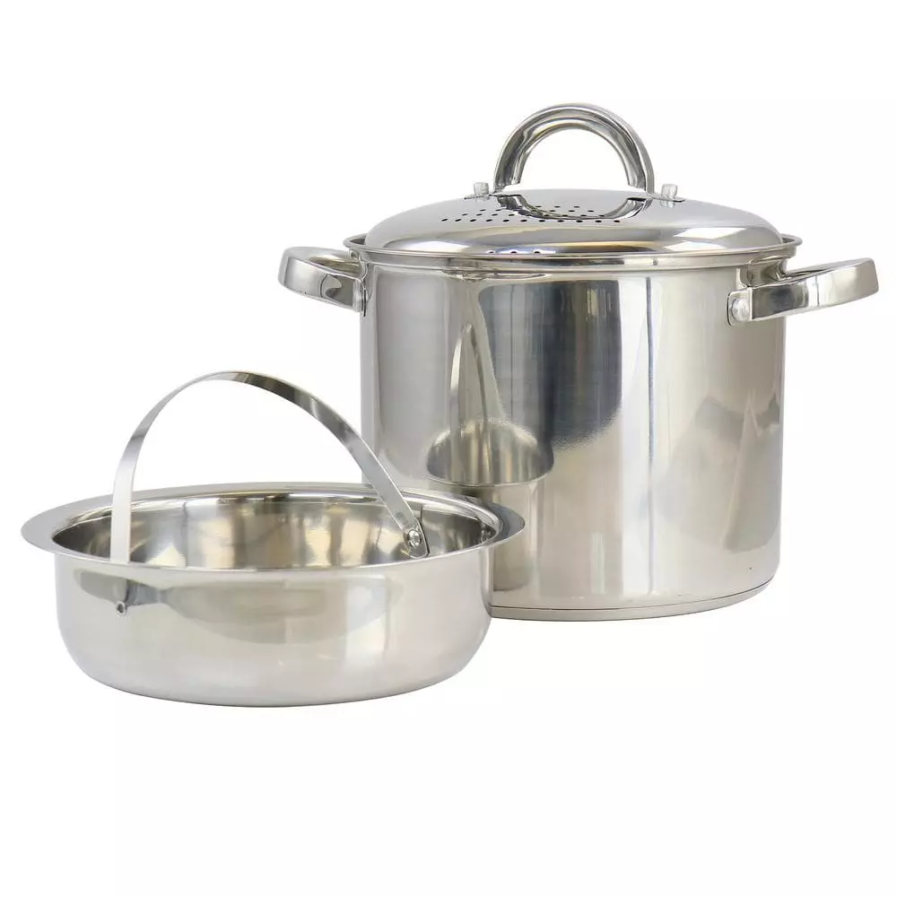 Sangerfield 5 qt. Stainless Steel Pasta Pot with Strainer Lid and Steamer Basket by Oster 3 Sangerfield 5 qt. Stainless Steel Pasta Pot with Strainer Lid and Steamer Basket by Oster