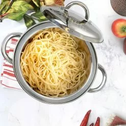 Sangerfield 5 qt. Stainless Steel Pasta Pot with Strainer Lid and Steamer Basket by Oster 15 Sangerfield 5 qt. Stainless Steel Pasta Pot with Strainer Lid and Steamer Basket by Oster -Cookware Sales Shop silver oster dutch ovens 985116101m 76 1000