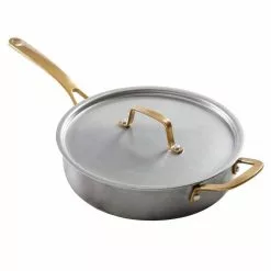 Everyday 3.5 qt. Stainless Steel Saute Pan With Brass Handles and Lid by MARTHA STEWART