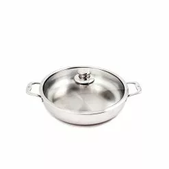 Premium Clad 5.8 qt. Stainless Steel Saute Pan with Glass Lid by Swiss Diamond