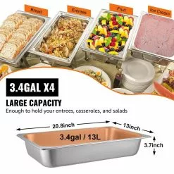 13.7 qt. Stainless Steel Hotel Pan 20.9 x 12.8 x 3.9 in. Roasting Pan with Lid Hotel Pans Full Size Deep (4-Pack) by VEVOR 13 13.7 qt. Stainless Steel Hotel Pan 20.9 x 12.8 x 3.9 in. Roasting Pan with Lid Hotel Pans Full Size Deep (4-Pack) by VEVOR -Cookware Sales Shop silver vevor roasting pans cp20x12x4yctz4001v0 1f 1000