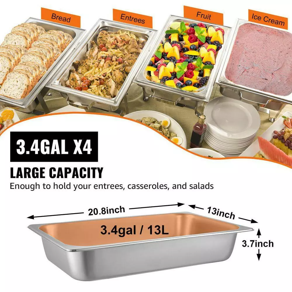 13.7 qt. Stainless Steel Hotel Pan 20.9 x 12.8 x 3.9 in. Roasting Pan with Lid Hotel Pans Full Size Deep (4-Pack) by VEVOR 6 13.7 qt. Stainless Steel Hotel Pan 20.9 x 12.8 x 3.9 in. Roasting Pan with Lid Hotel Pans Full Size Deep (4-Pack) by VEVOR - Image 4