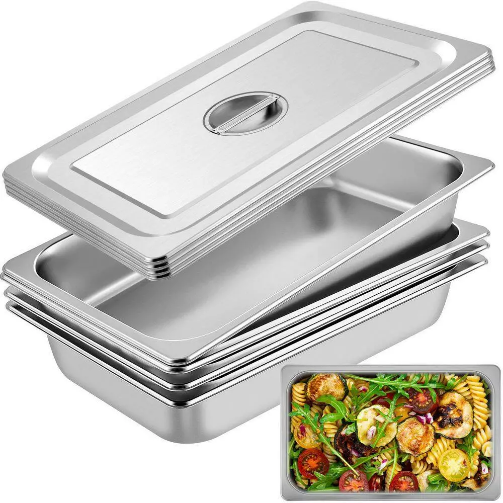 13.7 qt. Stainless Steel Hotel Pan 20.9 x 12.8 x 3.9 in. Roasting Pan with Lid Hotel Pans Full Size Deep (4-Pack) by VEVOR 3 13.7 qt. Stainless Steel Hotel Pan 20.9 x 12.8 x 3.9 in. Roasting Pan with Lid Hotel Pans Full Size Deep (4-Pack) by VEVOR