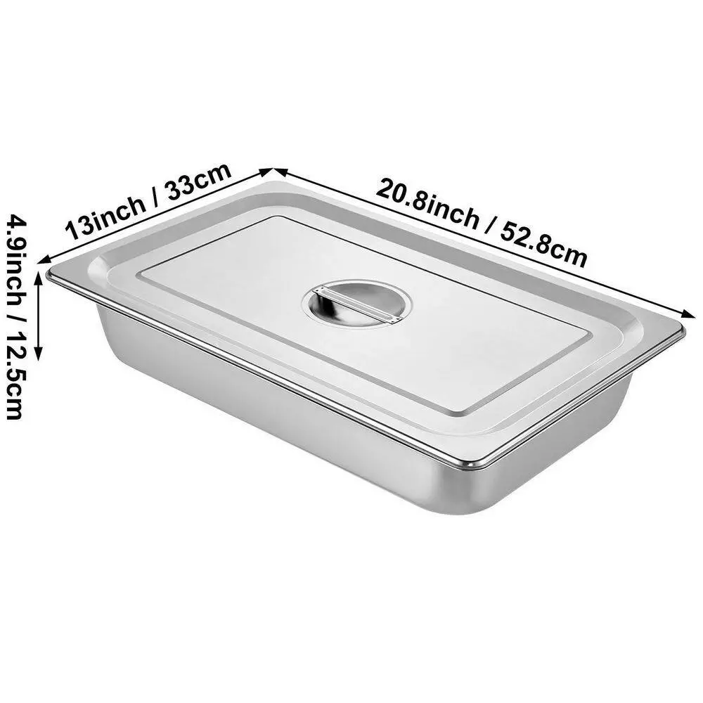 13.7 qt. Stainless Steel Hotel Pan 20.9 x 12.8 x 3.9 in. Roasting Pan with Lid Hotel Pans Full Size Deep (4-Pack) by VEVOR 9 13.7 qt. Stainless Steel Hotel Pan 20.9 x 12.8 x 3.9 in. Roasting Pan with Lid Hotel Pans Full Size Deep (4-Pack) by VEVOR - Image 7