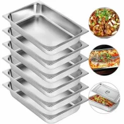 13.7 qt. Stainless Steel Steam Table Pans Full Size 20.9 x 12.8 x 3.9 in. Roasting Pans Hotel Pan for Broiling (6-Pack) by VEVOR