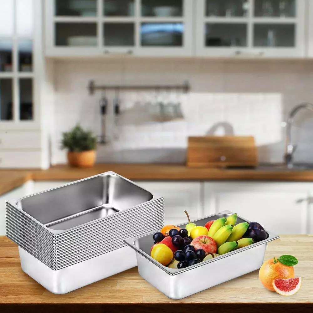 21.7 qt. Stainless Steel Hotel Pans Full Size 20.9 x 12.8 x 5.9 in. Chafing Dish Buffet Set Roasting Pan (6-Pack) by VEVOR 11 21.7 qt. Stainless Steel Hotel Pans Full Size 20.9 x 12.8 x 5.9 in. Chafing Dish Buffet Set Roasting Pan (6-Pack) by VEVOR - Image 9