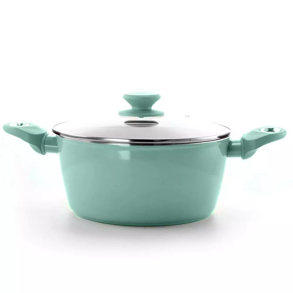 Plaza Cafe 4.5 qt. Round Aluminum Nonstick Dutch Oven in Sky Blue with Glass Lid by GIBSON HOME 7 Plaza Cafe 4.5 qt. Round Aluminum Nonstick Dutch Oven in Sky Blue with Glass Lid by GIBSON HOME - Image 5