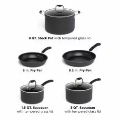 Symphony 8-Piece Aluminum Nonstick Cookware Set in Slate by Ecolution 12 Symphony 8-Piece Aluminum Nonstick Cookware Set in Slate by Ecolution -Cookware Sales Shop slate ecolution pot pan sets esse 1208 c3 1000