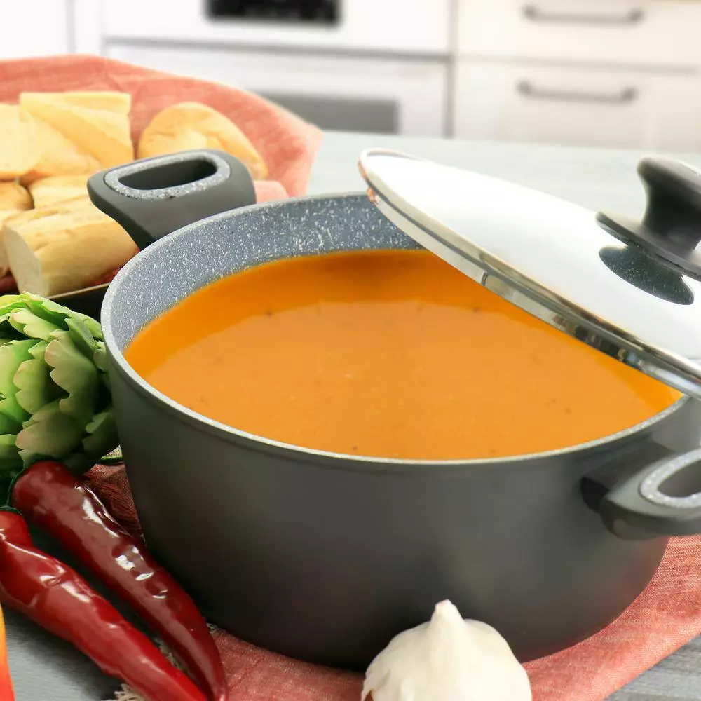 Bastone 5.3 qt. Nonstick Aluminum Dutch Oven in Speckled Gray by Oster 8 Bastone 5.3 qt. Nonstick Aluminum Dutch Oven in Speckled Gray by Oster - Image 6