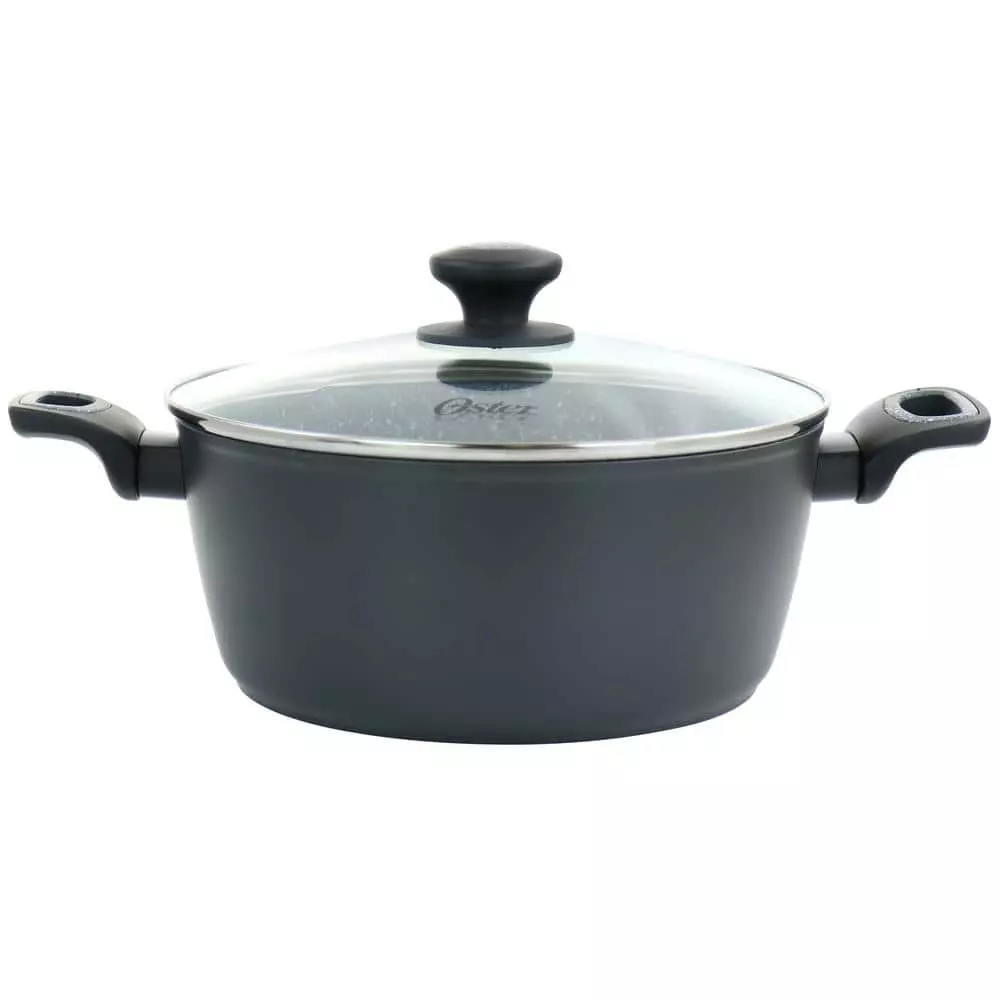 Bastone 5.3 qt. Nonstick Aluminum Dutch Oven in Speckled Gray by Oster 3 Bastone 5.3 qt. Nonstick Aluminum Dutch Oven in Speckled Gray by Oster