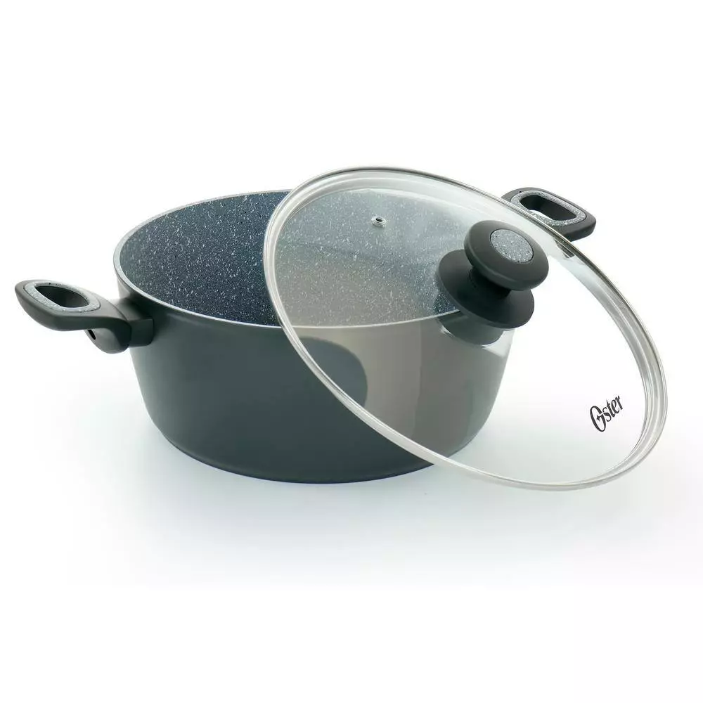 Bastone 5.3 qt. Nonstick Aluminum Dutch Oven in Speckled Gray by Oster 4 Bastone 5.3 qt. Nonstick Aluminum Dutch Oven in Speckled Gray by Oster - Image 2