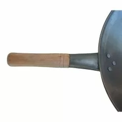 Large 15.75 in. Black Cool Roll Iron Wok with Wood Handle by SPT -Cookware Sales Shop spt woks stir fry pans sl pa400ca 1f 1000