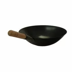 Large 15.75 in. Black Cool Roll Iron Wok with Wood Handle by SPT -Cookware Sales Shop spt woks stir fry pans sl pa400ca 4f 1000