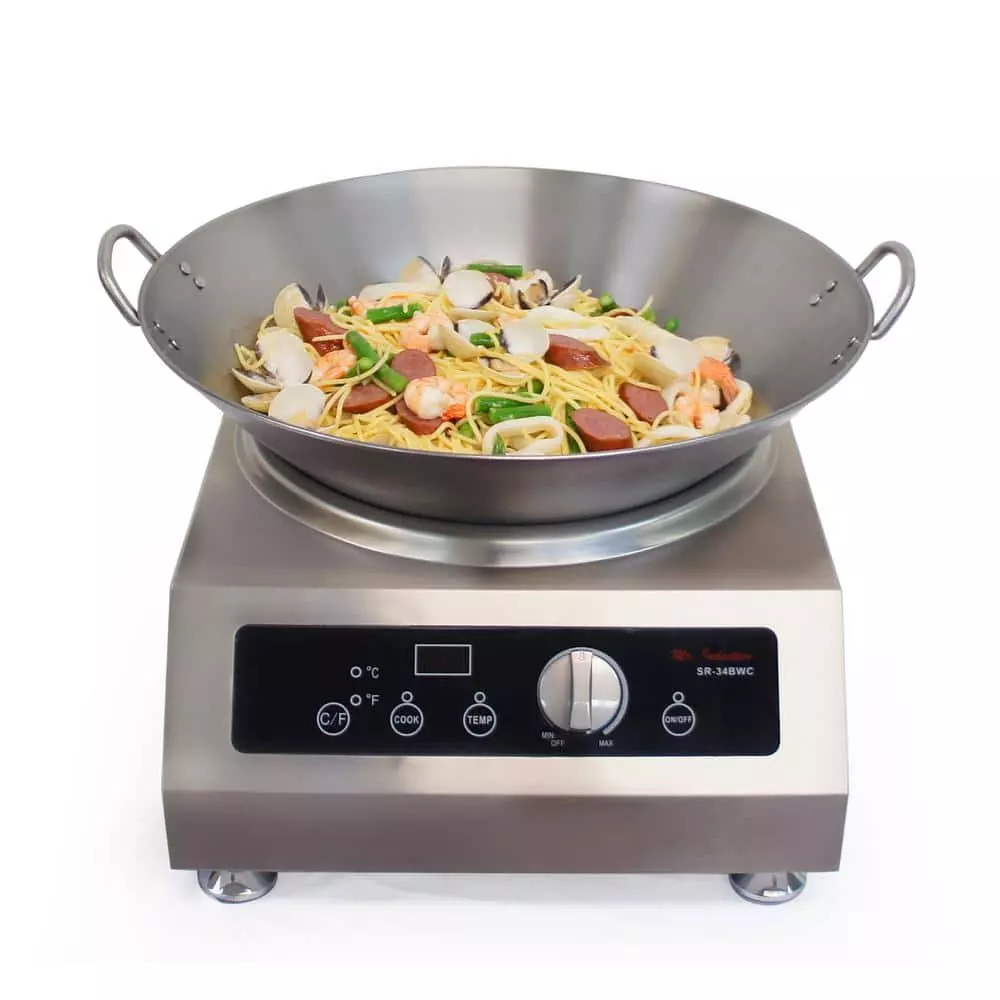 Large 18 in. Stainless Steel Induction Wok with Handles by SPT 6 Large 18 in. Stainless Steel Induction Wok with Handles by SPT - Image 4