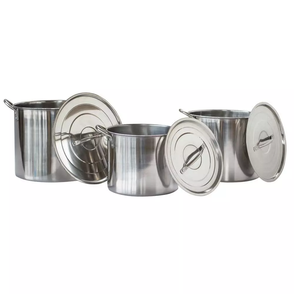 3-Piece Stainless Steel Stock Pot Set by AmeriHome 5 3-Piece Stainless Steel Stock Pot Set by AmeriHome - Image 3