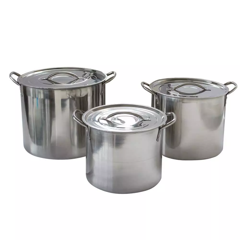3-Piece Stainless Steel Stock Pot Set by AmeriHome 3 3-Piece Stainless Steel Stock Pot Set by AmeriHome
