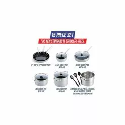 Tri-Ply Stainless Steel Ceramic Nonstick 15 piece Cookware Set by Blue Diamond 12 Tri-Ply Stainless Steel Ceramic Nonstick 15 piece Cookware Set by Blue Diamond -Cookware Sales Shop stainless steel blue diamond pot pan sets cc004822 001 44 1000