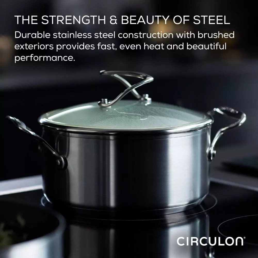 10-Piece Stainless Steel Cookware in Silver by Circulon 6 10-Piece Stainless Steel Cookware in Silver by Circulon - Image 4