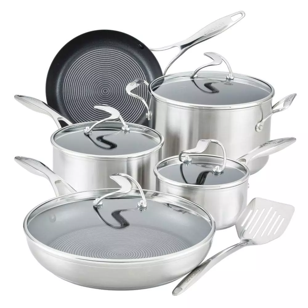 10-Piece Stainless Steel Cookware in Silver by Circulon 3 10-Piece Stainless Steel Cookware in Silver by Circulon