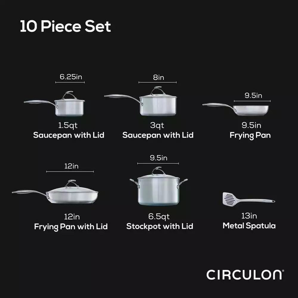 10-Piece Stainless Steel Cookware in Silver by Circulon 4 10-Piece Stainless Steel Cookware in Silver by Circulon - Image 2