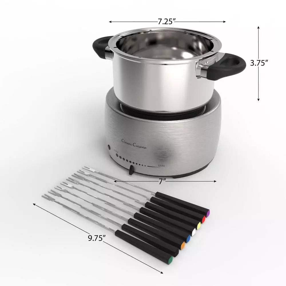 Stainless Steel Fondue Pot Set by Classic Cuisine 4 Stainless Steel Fondue Pot Set by Classic Cuisine - Image 2