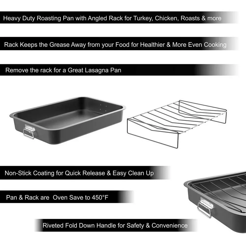 Heavy Duty Nonstick Roasting Pan with Angled Rack by Classic Cuisine 6 Heavy Duty Nonstick Roasting Pan with Angled Rack by Classic Cuisine - Image 4