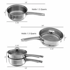 1.5 Qt. Stainless Steel Double Boiler Saucepan with Lid by Classic Cuisine 10 1.5 Qt. Stainless Steel Double Boiler Saucepan with Lid by Classic Cuisine -Cookware Sales Shop stainless steel classic cuisine sauce pans hw031046 4f 1000