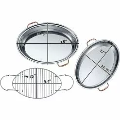 12 qt. Stainless Steel Roasting Pan and Griddle 3 Ply Bottom Design by Concord -Cookware Sales Shop stainless steel concord roasting pans sas rp 12 1f 1000