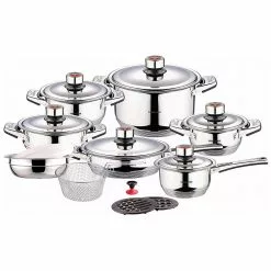 18-Piece Stainless Steel Cookware Set, Induction Compatible by Concord