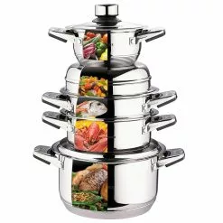 18-Piece Stainless Steel Cookware Set, Induction Compatible by Concord 12 18-Piece Stainless Steel Cookware Set, Induction Compatible by Concord -Cookware Sales Shop stainless steel concord stock pots si 7000 c3 1000