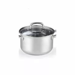 5 qt. Round Stainless Steel Casserole Dish with Glass Lid by Cook N Home