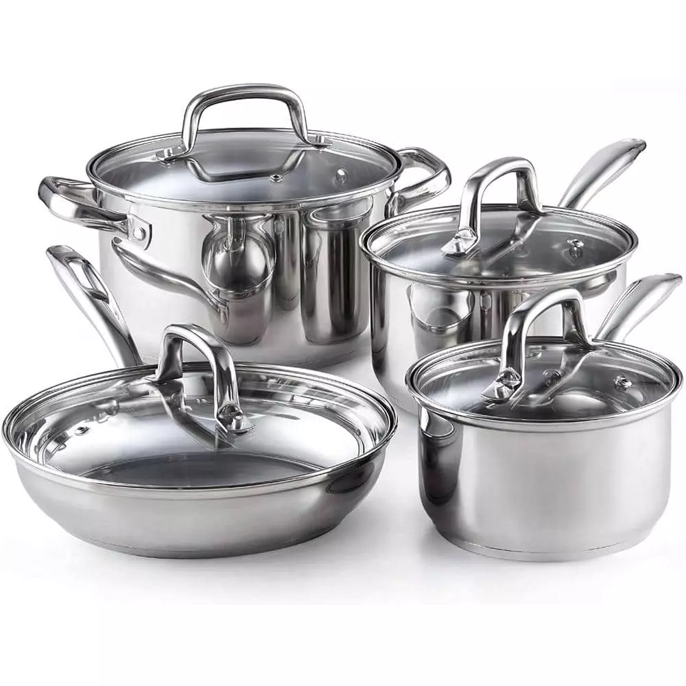 8-Piece Stainless Steel Cookware Set in Silver by Cook N Home 3 8-Piece Stainless Steel Cookware Set in Silver by Cook N Home