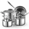 7-Piece Tri-Ply Clad Stainless Steel Cookware Set by Cook N Home 1 7-Piece Tri-Ply Clad Stainless Steel Cookware Set by Cook N Home -Cookware Sales Shop stainless steel cook n home pot pan sets 02644 64 1000