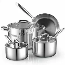 7-Piece Tri-Ply Clad Stainless Steel Cookware Set by Cook N Home