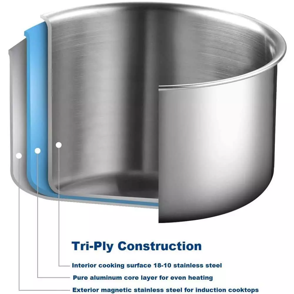 7-Piece Tri-Ply Clad Stainless Steel Cookware Set by Cook N Home 4 7-Piece Tri-Ply Clad Stainless Steel Cookware Set by Cook N Home - Image 2