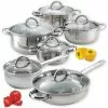 12-Piece Silver Cookware Set in Stainless Steel by Cook N Home 1 12-Piece Silver Cookware Set in Stainless Steel by Cook N Home -Cookware Sales Shop stainless steel cook n home pot pan sets nc 00250 64 1000