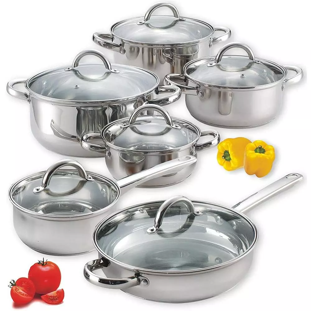 12-Piece Silver Cookware Set in Stainless Steel by Cook N Home 3 12-Piece Silver Cookware Set in Stainless Steel by Cook N Home