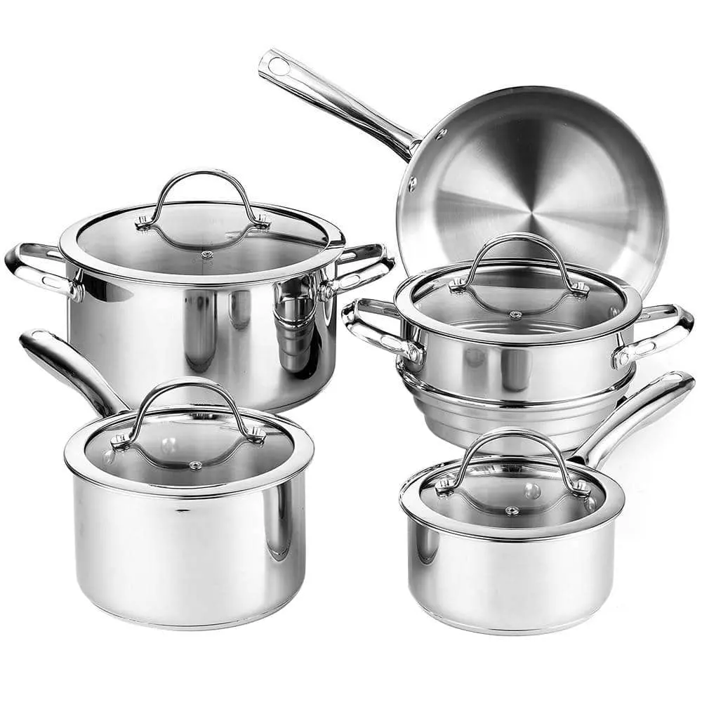 Classic 9-Piece Stainless Steel Cookware Set by Cooks Standard 3 Classic 9-Piece Stainless Steel Cookware Set by Cooks Standard